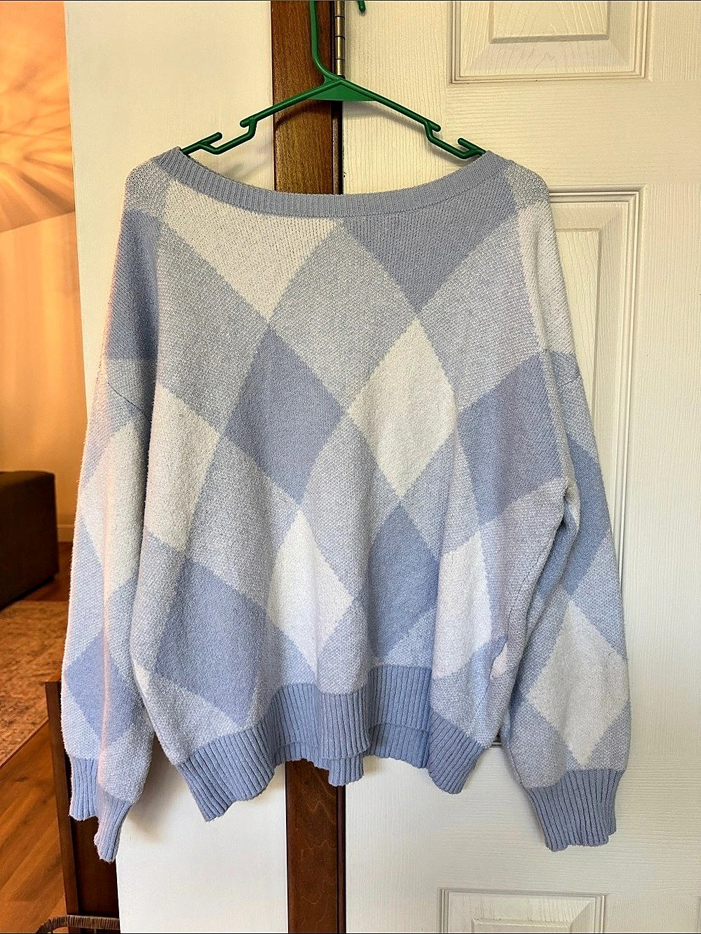 LOFT Outlet Women's Blue & White Geometric Sweater Size Large